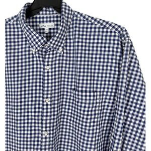 Peter Millar Shirt Mens 2XL Seaside Blue Gingham Check Cotton Button Down LS